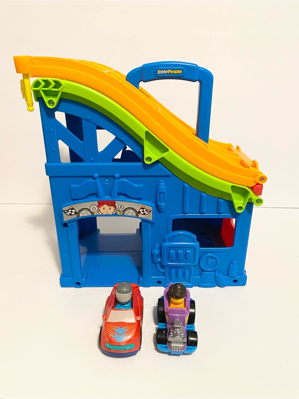 Little People Wheelies Ramp Stow n Go Playset with 2 Cars Fisher Price Toy